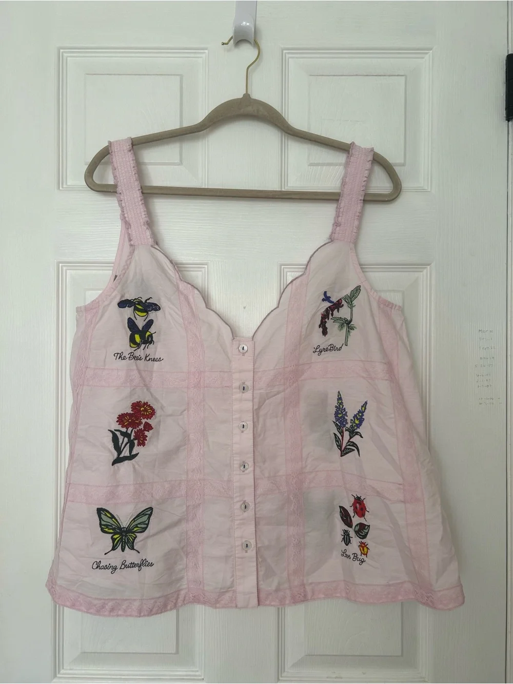 Anthropologie LyreBird Sleeveless Embroidered Buttondown Top